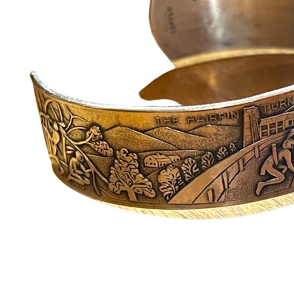 Vintage Copper silver Southwestern Navajo Etched Indian Mens Cuff bracelet - Picture 7 of 9